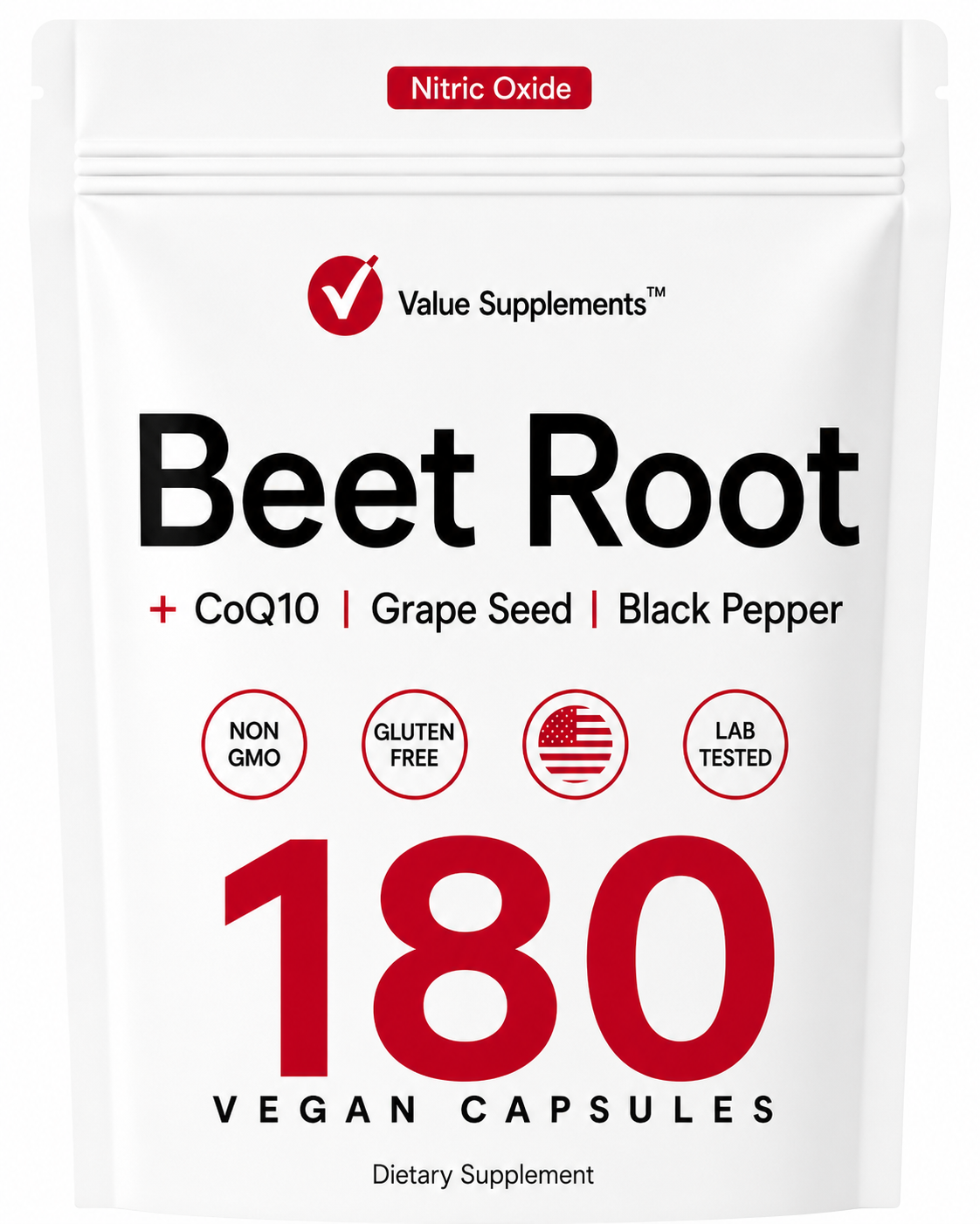 Organic Beet Root Capsules - 2000 mg with CoQ10, Grape Seed, Black Pepper | 180 Capsules