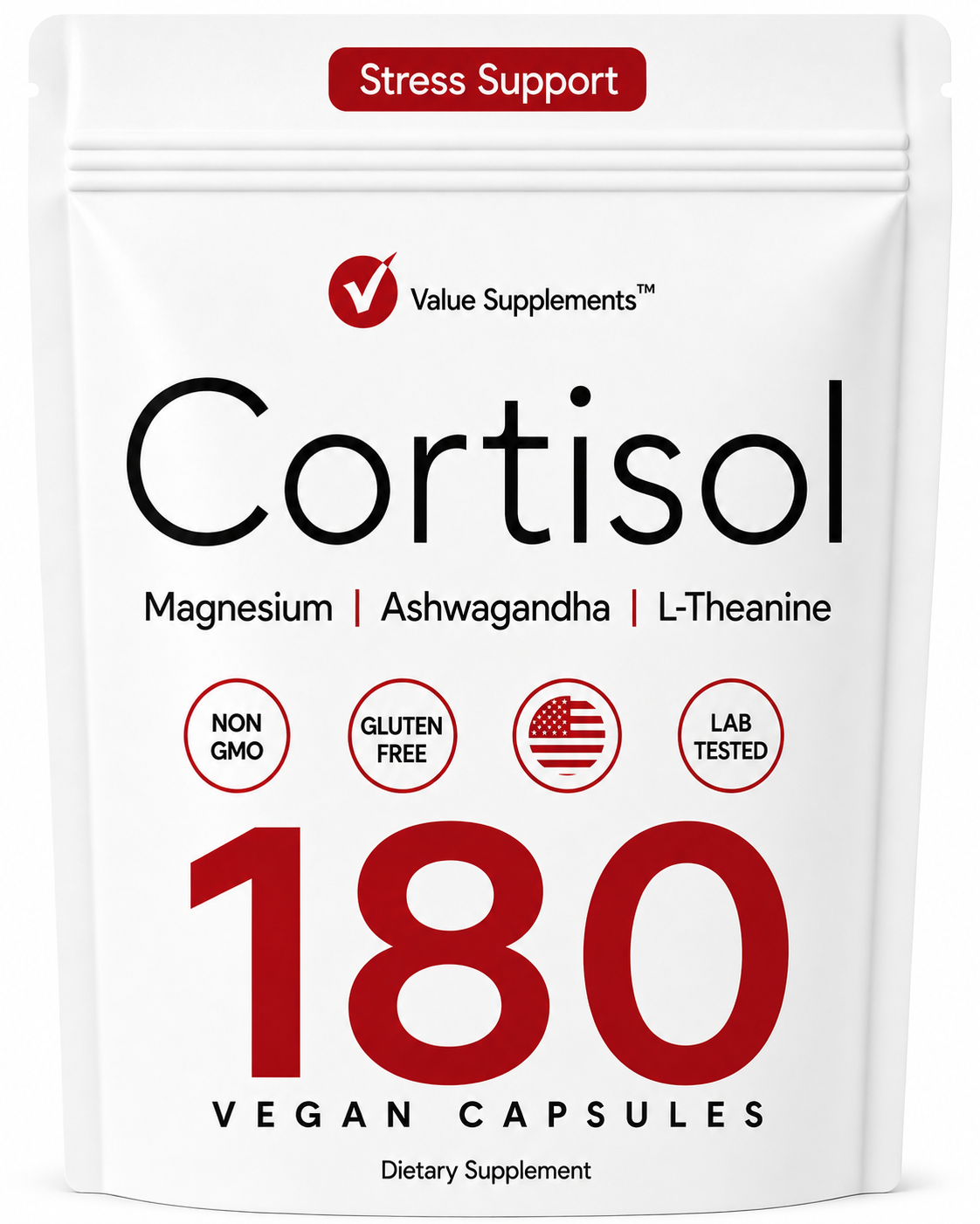 Cortisol Supplements for Women with Magnesium, Ashwaghandha, L-Theanine 200 mg | 2000 mg Complex | 180 Capsules